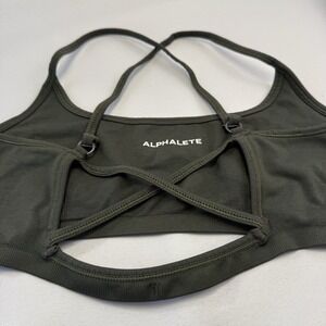 Alphalete Sports Bra Army Green Athletic Bra Crossback Sz‎ Medium M Strappy